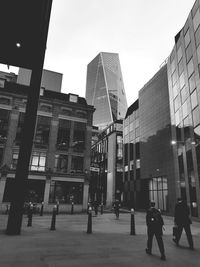 Low angle view of buildings against clear sky