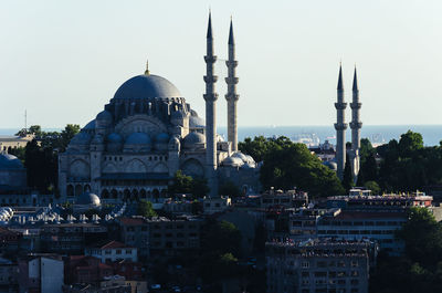 High angle view of buildings in city