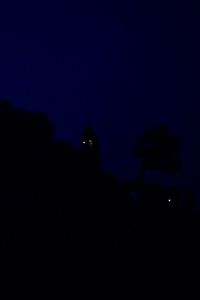 Low angle view of silhouette trees against sky