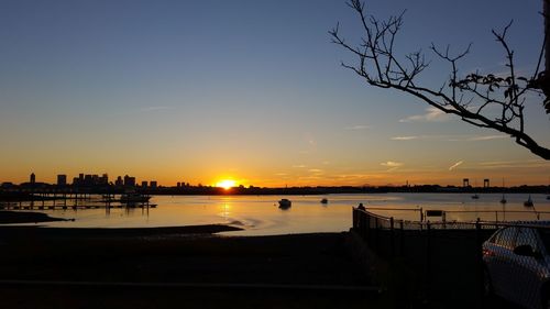 Scenic view of sea at sunset