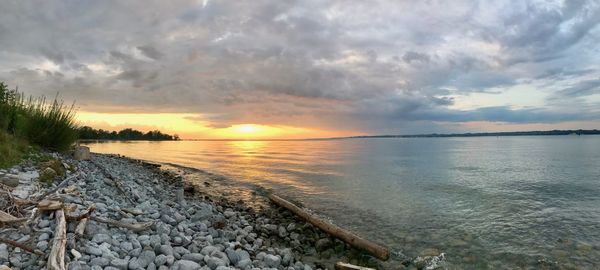 Scenic view of sea against sky during sunset