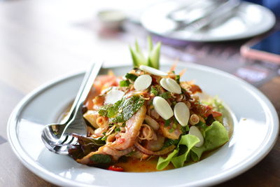 Close-up of meal served in plate