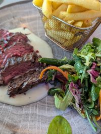 Close-up of food in plate on table