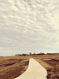 Road amidst agricultural field against sky