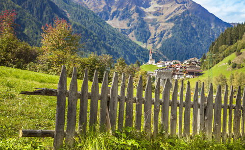 Scenic view of field against mountains