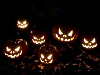 View of illuminated pumpkin at night