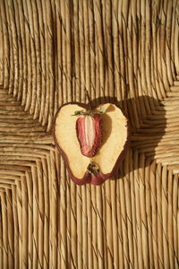 Directly above shot of heart shape in basket