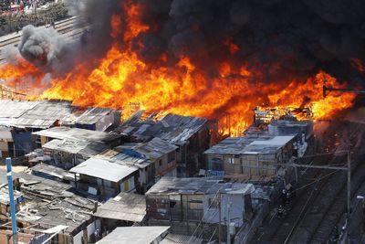 Slum fire in são paulo, brazil