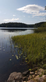 Scenic view of lake against sky