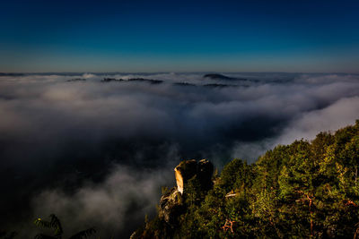 Scenic view of clouds over landscape against sky