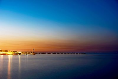View of calm sea at sunset