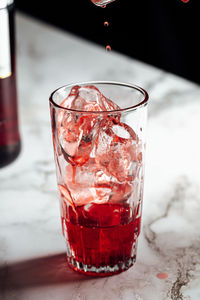 Close-up of drink in glass on table