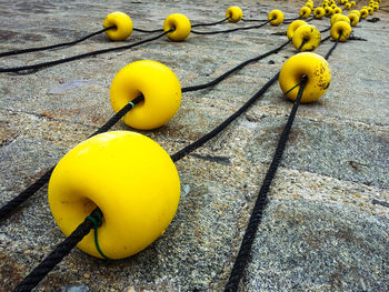 Yellow buoys at harbor