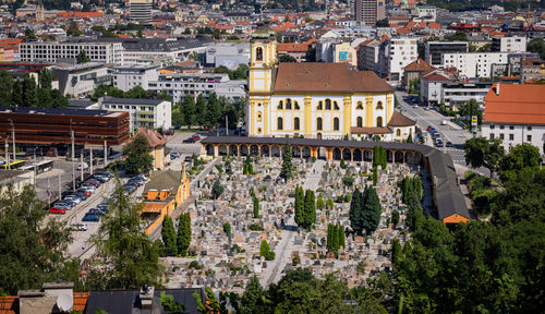 High angle view of townscape