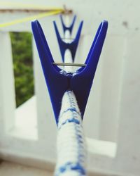 Close-up view of blue pipe