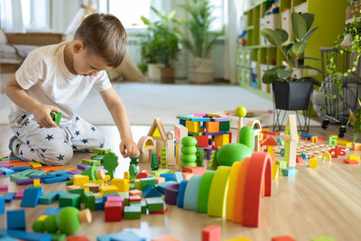 Boy playing with toys