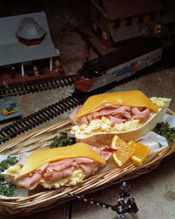 High angle view of food on table