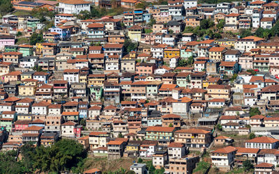 High angle view of buildings in city