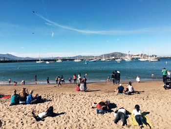 Tourists on beach