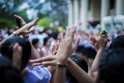 Crowd protesting during social gathering