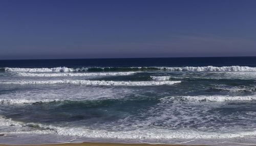 Scenic view of sea against clear sky