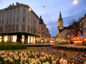 View of illuminated building at night