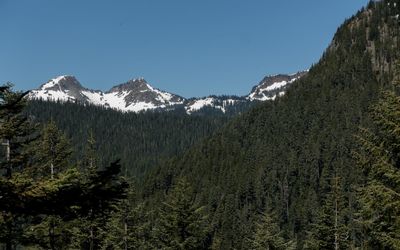 Scenic view of mountains against clear sky