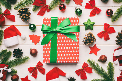 Christmas decorations on table