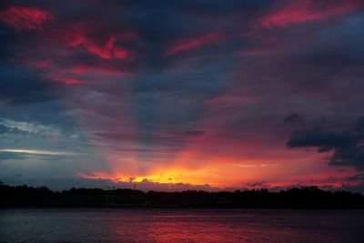 Scenic view of dramatic sky during sunset