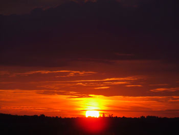 Scenic view of dramatic sky during sunset