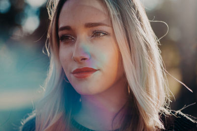 Close-up portrait of a beautiful young woman