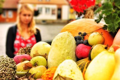 High angle view of fruits in market