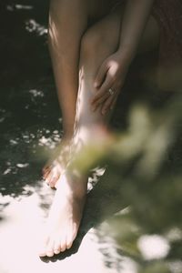 Low section of woman legs outdoors
