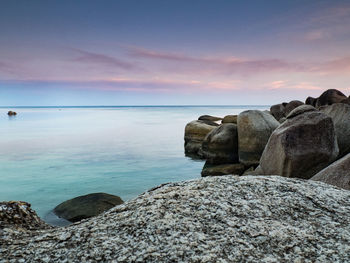 Scenic view of sea against sky during sunset