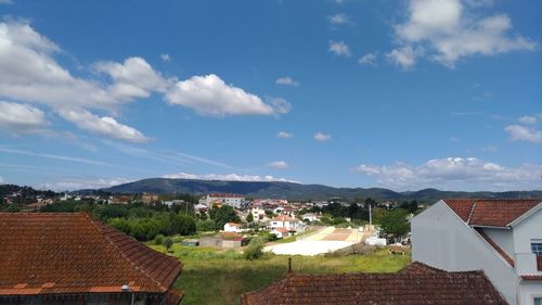 High angle view of townscape against sky