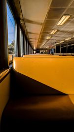 Interior of illuminated bus