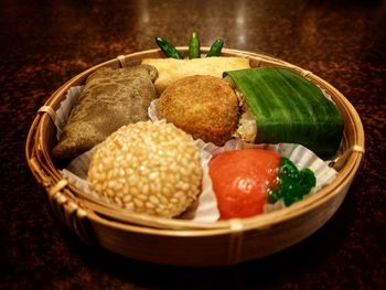 Close-up of food on table