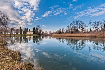 Reflection of clouds in lake