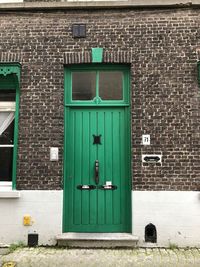 Closed door of building