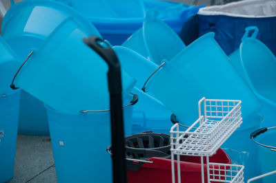 Stack of plastic buckets 