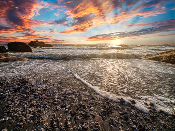 Scenic view of sea against sky during sunset