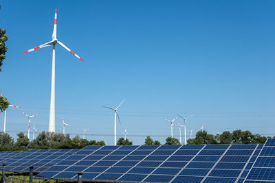 Solar panels against blue sky