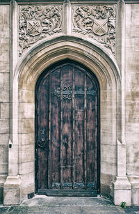 Closed door of old building