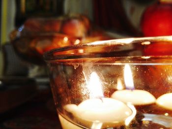 Close-up of burning candle