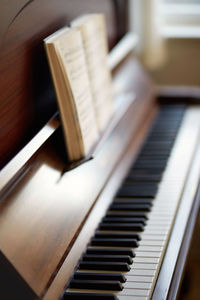 Close-up of piano keys