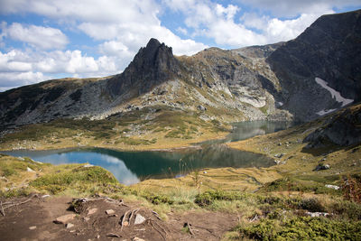 Scenic view of mountains against sky