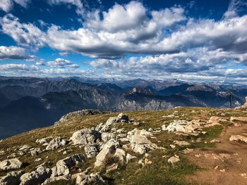 Scenic view of mountains against sky