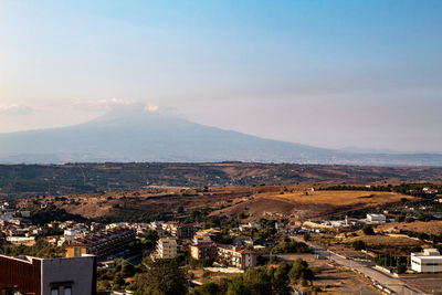 Sicilian panorama with the etna volcano