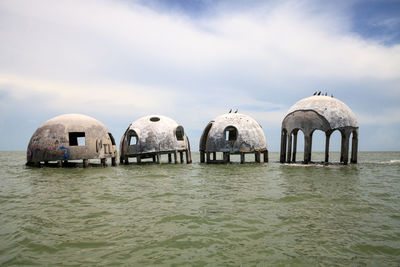 Blue sky over the cape romano dome house ruins in the gulf coast of florida