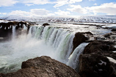 Scenic view of waterfall